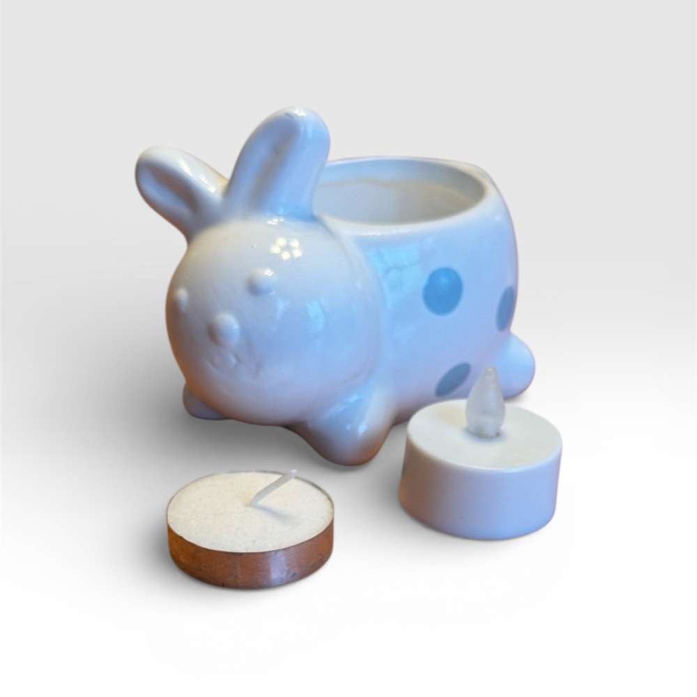 Ceramic Bunny Easter Decor Candle Holder Like NEW